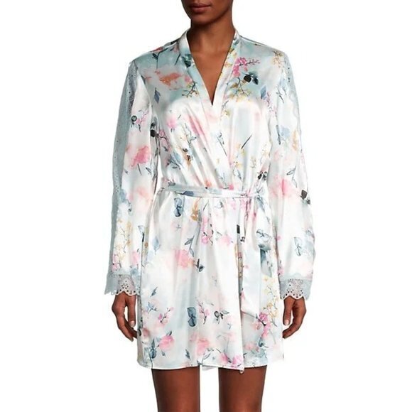 In Bloom Eloise Floral Lace-Trim satiny Robe‎ Size XL RefI014 - Picture 1 of 15